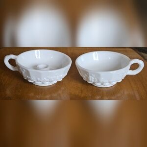 Vintage Westmoreland Milk Glass - Cup Style/Nappy Candle Holder - Paneled Grape